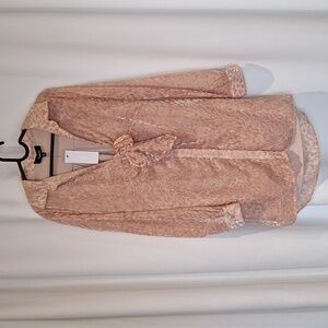 Aakaa blush pink velvet burnout (NWT) button down dress